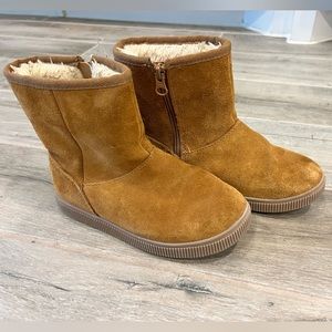 Girls Cat & Jack Zipper Suede Boots Sherpa Lined Size 1